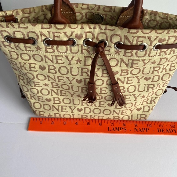 Dooney Bourke Vintage Cream Brown Logo Jacquard‎ Canvas Small Bag Purse - Picture 8 of 14